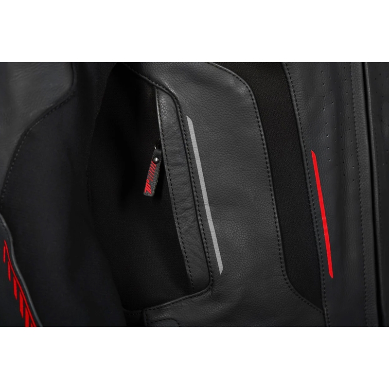 Chaqueta de moto de cuero negro-rojo Seventy Degrees SD-JL24 Spoiler