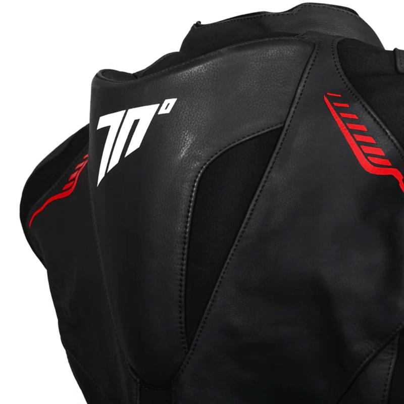 Chaqueta de moto de cuero negro-rojo Seventy Degrees SD-JL24 Spoiler