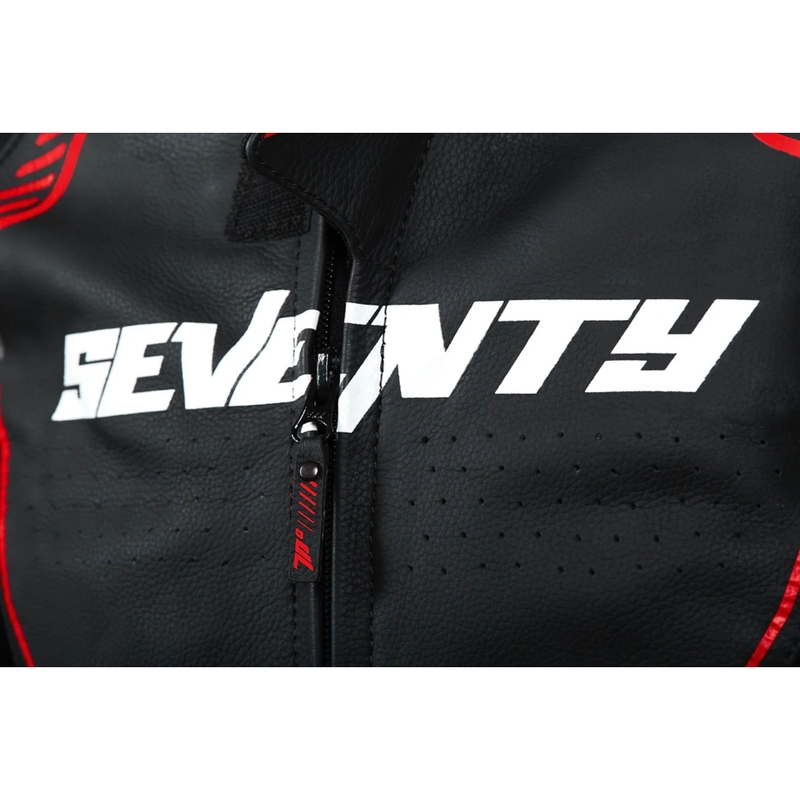 Chaqueta de moto de cuero negro-rojo Seventy Degrees SD-JL24 Spoiler