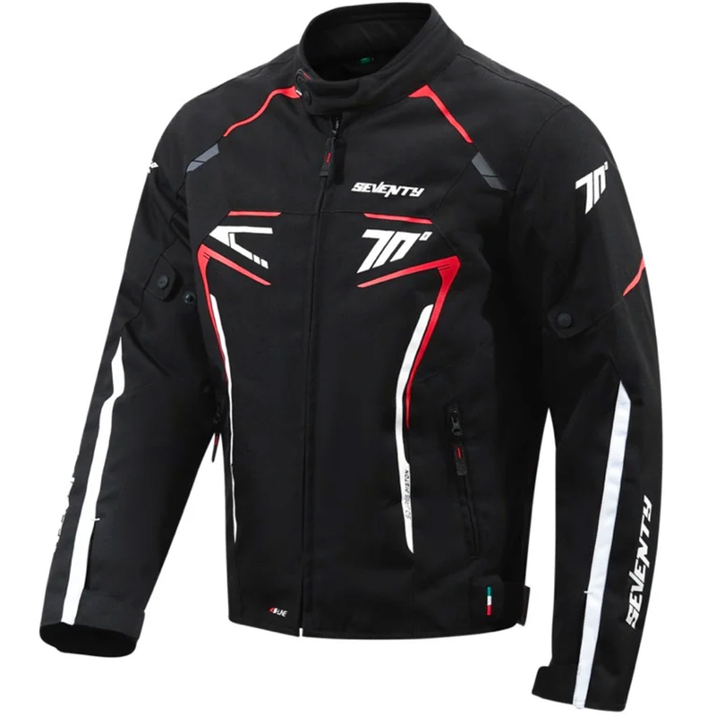 Chaqueta de moto Seventy Degrees SD-JR65 Piston negra, roja y blanca