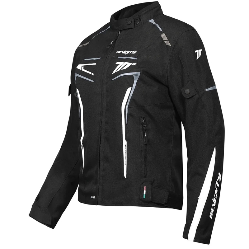 Chaqueta de moto para mujer Seventy Degrees SD-JR67 Piston negro-gris-blanco