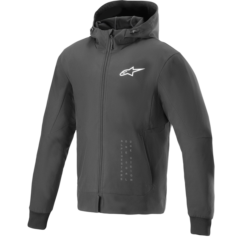 Sudadera con capucha para moto Alpinestars Radium Tech, color blanco y negro