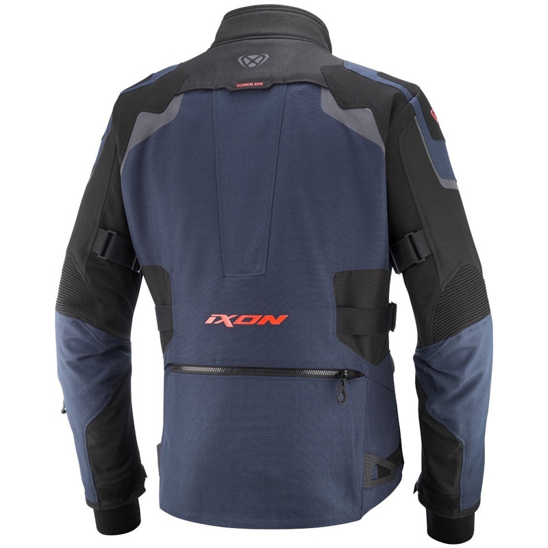 Chaqueta de moto IXON Odin azul-negro-rojo fluo