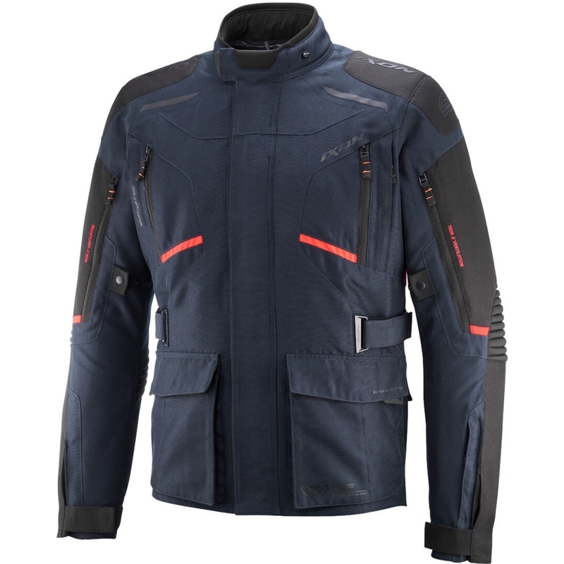 Chaqueta de moto IXON Midgard azul-rojo fluo