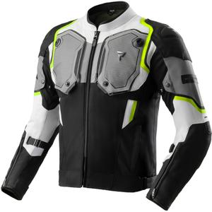 Chaqueta de moto Rebelhorn Borg II en negro, gris y amarillo fluorescente