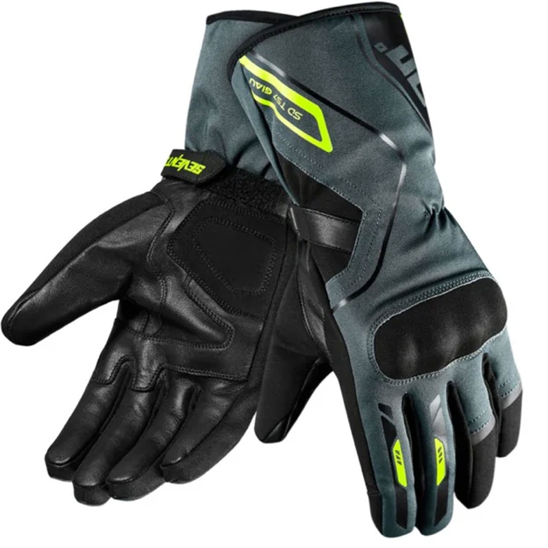 Guantes de moto Seventy Degrees SD-T57 Giau negro-gris-amarillo fluo