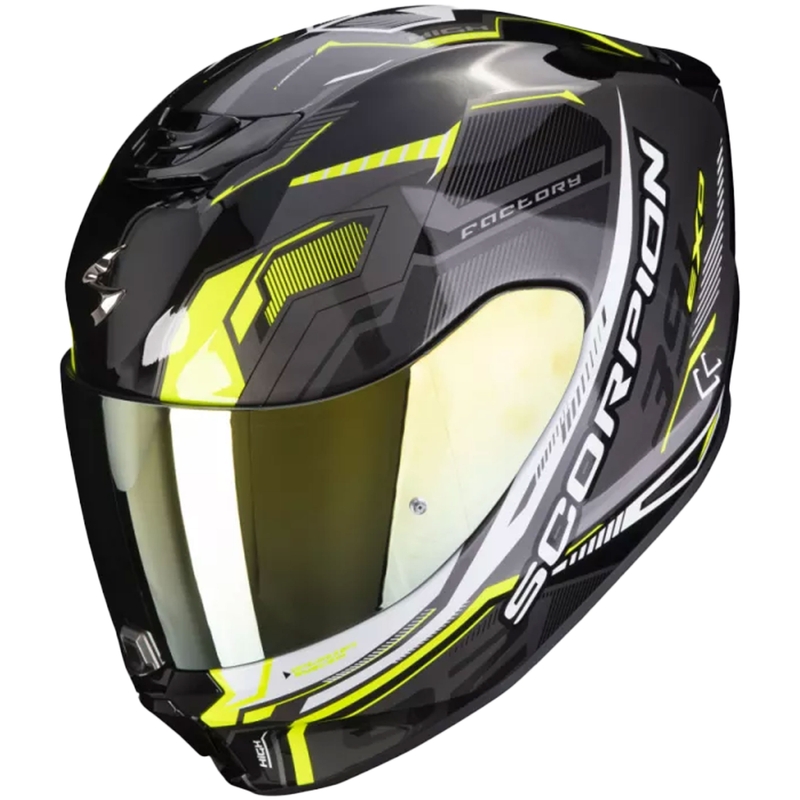 Casco integral de moto Scorpion EXO-391 Haut negro-plata-amarillo neón liquidación