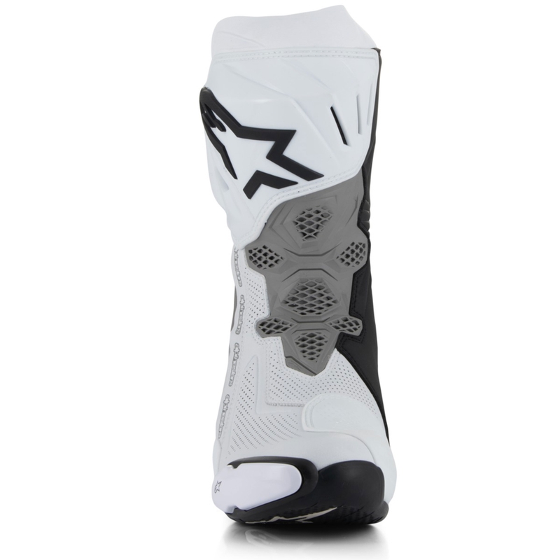 Botas de moto ventiladas Alpinestars Supertech R en blanco, gris claro y negro