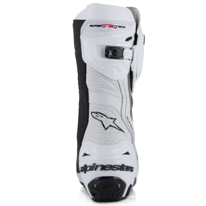 Botas de moto ventiladas Alpinestars Supertech R en blanco, gris claro y negro