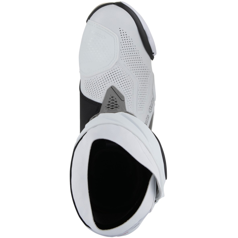 Botas de moto ventiladas Alpinestars Supertech R en blanco, gris claro y negro