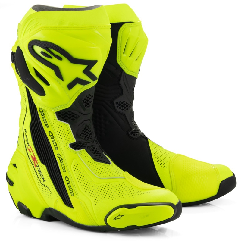 Botas de moto Alpinestars Supertech R Vented amarillo flúor-negro
