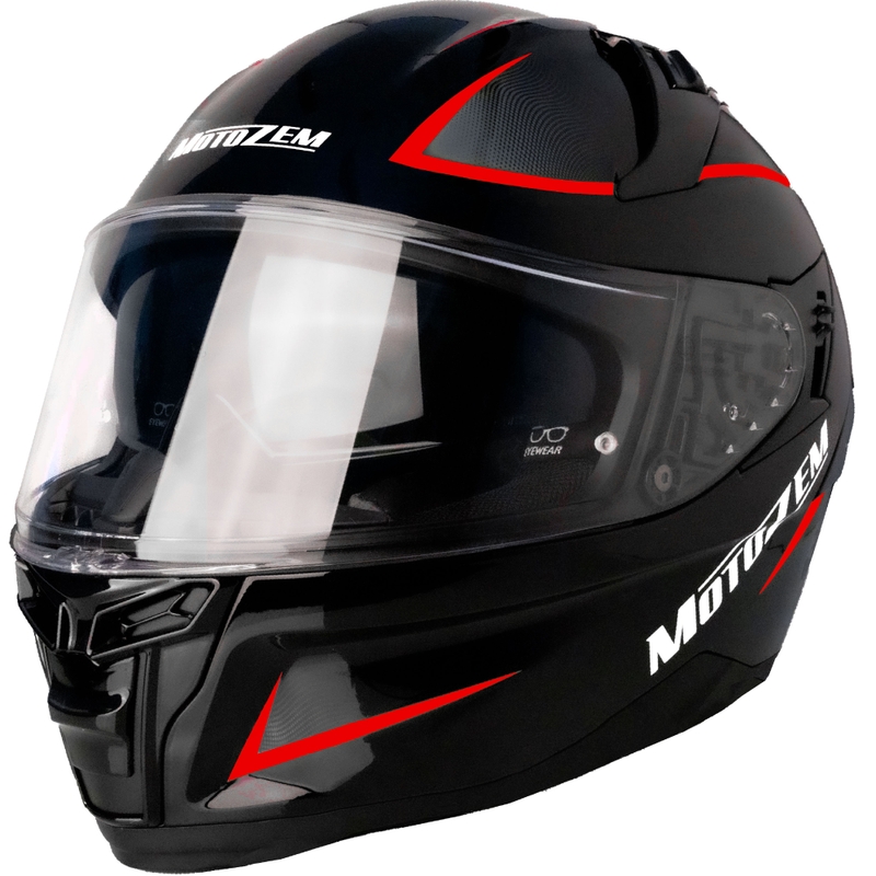 Casco de moto integral Motozem Guardian negro-rojo - II. calidad