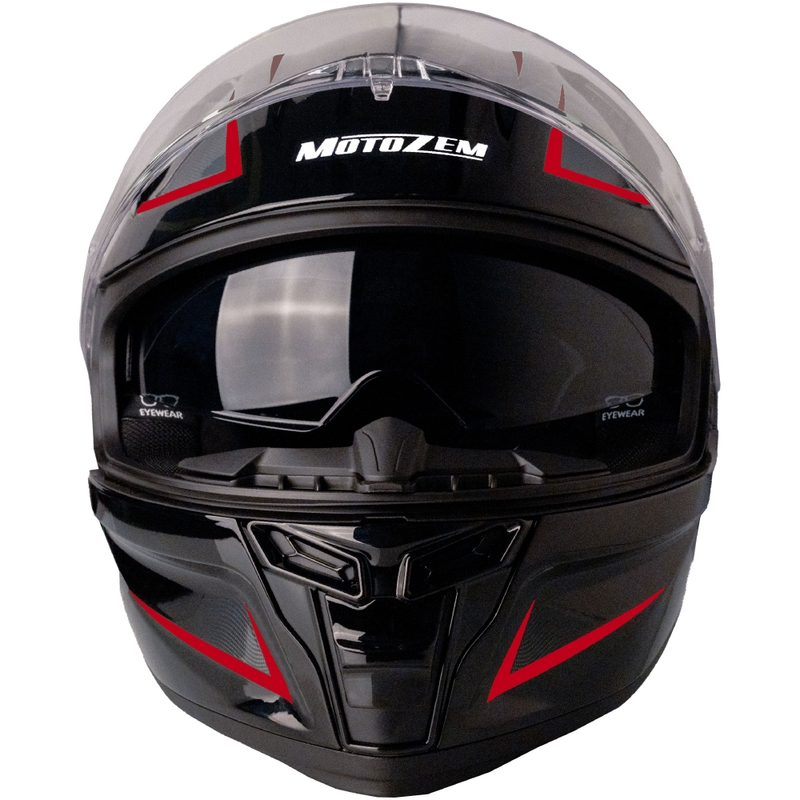 Casco de moto integral Motozem Guardian negro-rojo - II. calidad