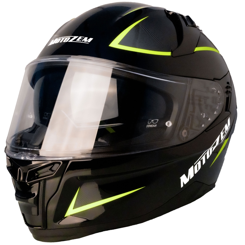 Casco de moto integral MotoZem Guardian negro-amarillo - II. calidad