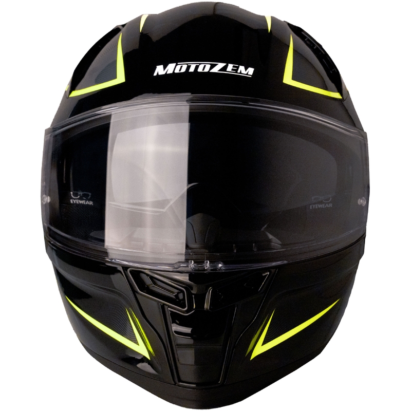 Casco de moto integral MotoZem Guardian negro-amarillo - II. calidad