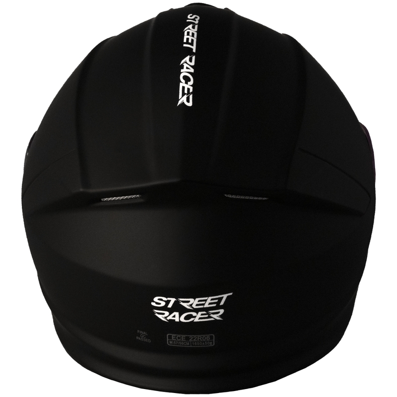 Casco de moto abatible Street Racer Fury negro mate - II. calidad