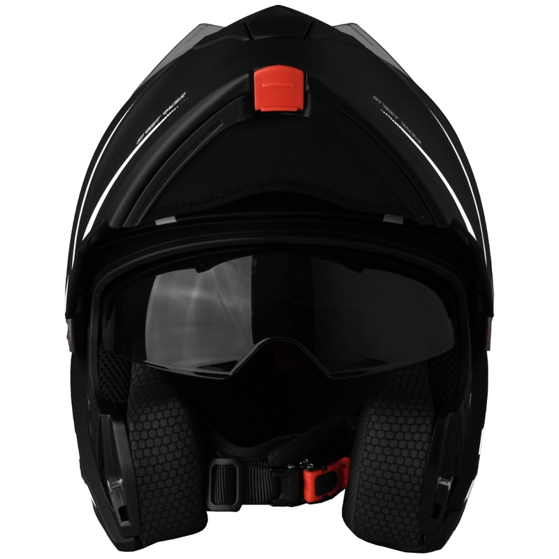 Casco de moto abatible Street Racer Fury negro mate-blanco - II. calidad