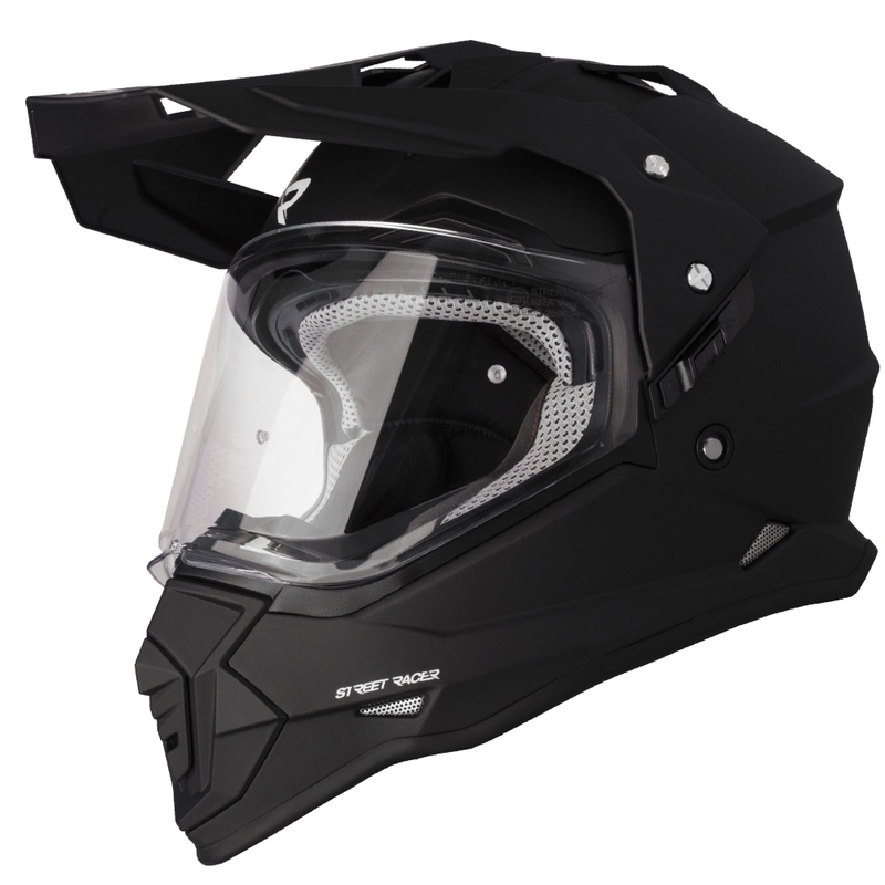 Casco de moto enduro Street Racer Ignite negro mate - II. calidad