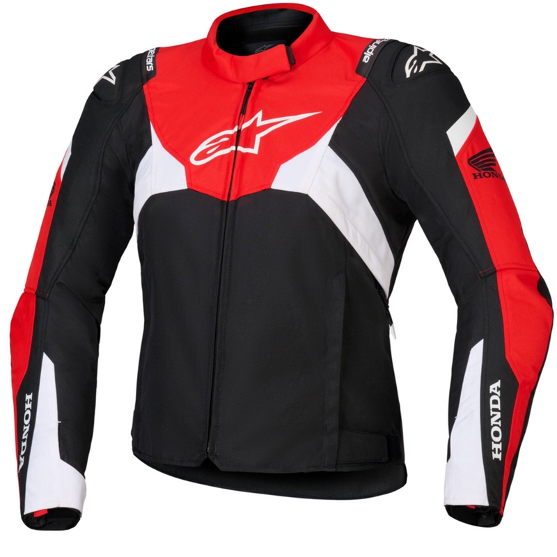 Chaqueta de moto impermeable para mujer Alpinestars Stella T-Jaws V4, colección Honda, negro, rojo y blanco