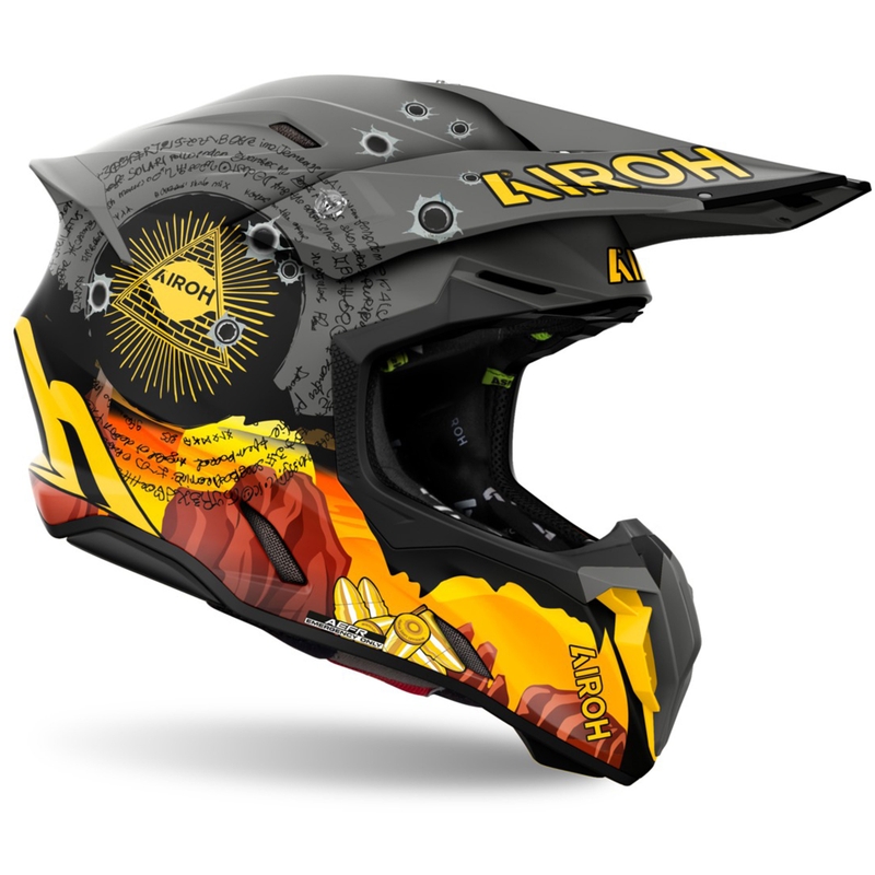 Casco de motocross Airoh Twist 3 Adventure gris-amarillo