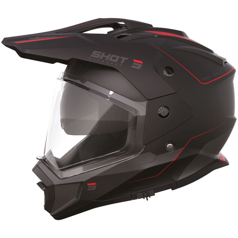 Casco de moto enduro Shot Trek Rally negro mate-rojo