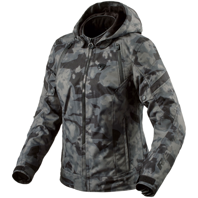 Chaqueta de moto para mujer Revit Flare 3 H2O camo gris oscuro