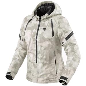 Chaqueta de moto para mujer Revit Flare 3 H2O camo gris y blanca