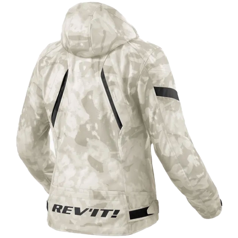Chaqueta de moto para mujer Revit Flare 3 H2O camo gris y blanca