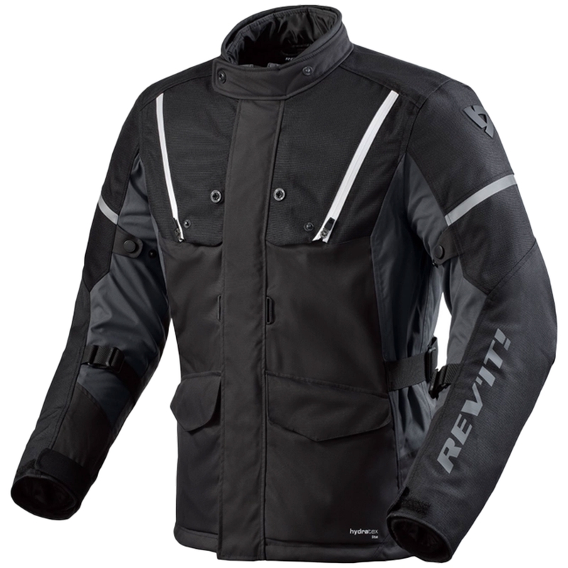 Chaqueta de moto Revit Horizon 3 H2O blanca y negra