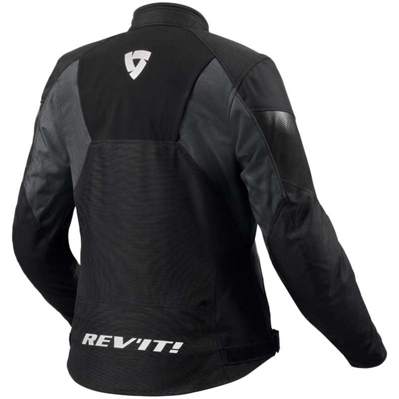 Chaqueta de moto Revit Control H2O para mujer, color negro y antracita