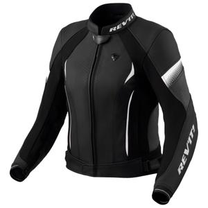Chaqueta de cuero blanco y negro Revit Xena 4 para mujer