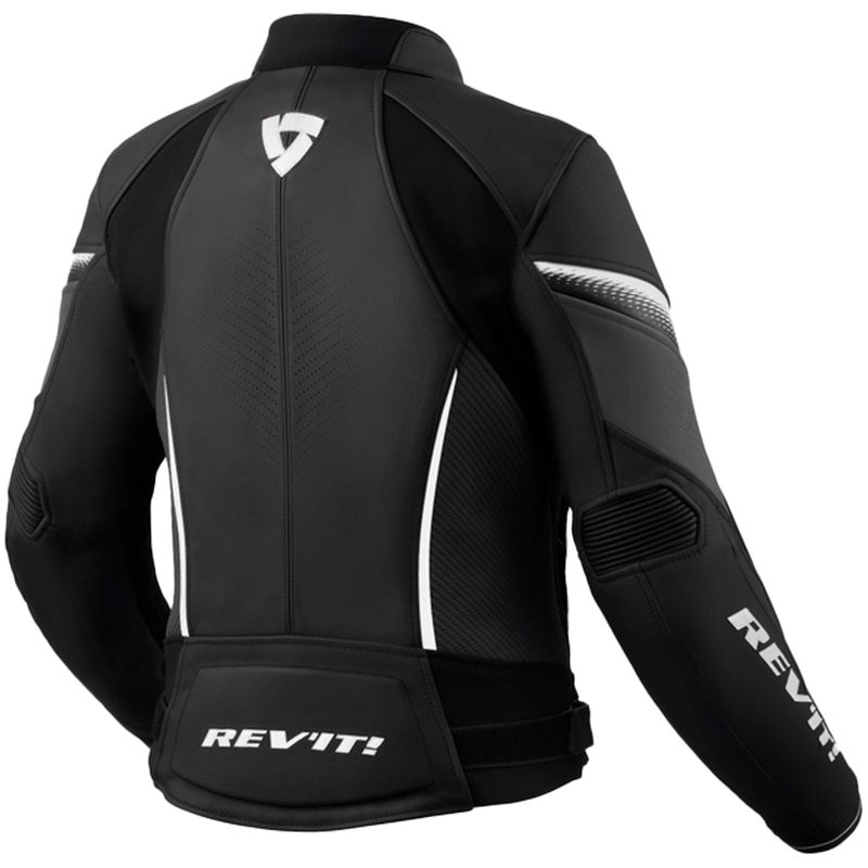 Chaqueta de cuero blanco y negro Revit Xena 4 para mujer
