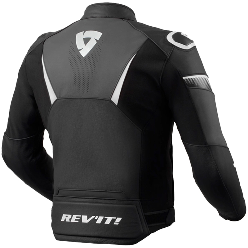 Chaqueta de cuero para moto Revit Argon 2 en blanco y negro
