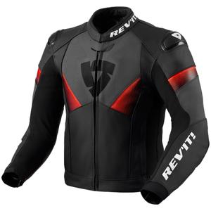 Chaqueta de cuero para moto Revit Argon 2 negra-roja fluo