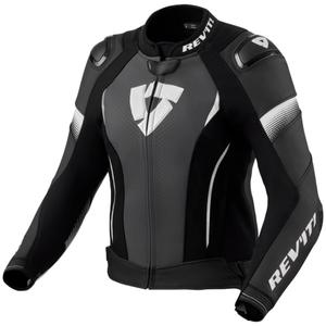 Chaqueta de moto de cuero blanco y negro Revit Xena 4 Pro para mujer