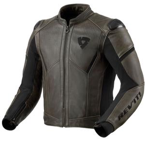 Chaqueta moto de cuero Revit Parallax oliva oscuro