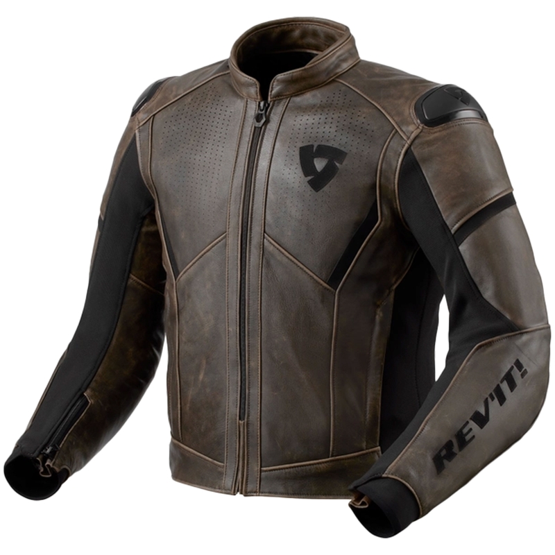Chaqueta de cuero para moto Revit Parallax marrón