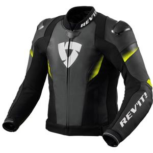 Chaqueta moto de cuero Revit Control negro-amarillo fluo