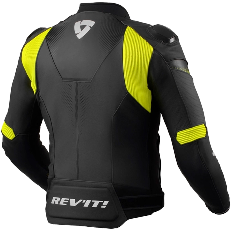 Chaqueta moto de cuero Revit Control negro-amarillo fluo