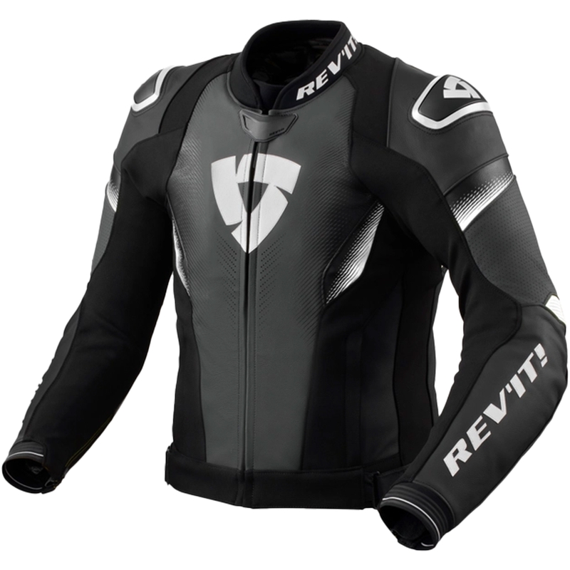 Chaqueta de moto de cuero Revit Control negro-blanco