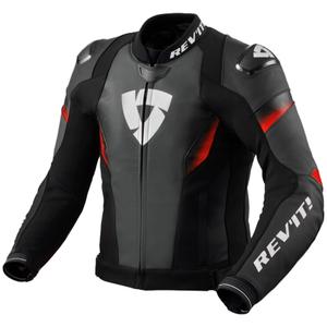 Chaqueta moto de cuero Revit Control negro-rojo fluo