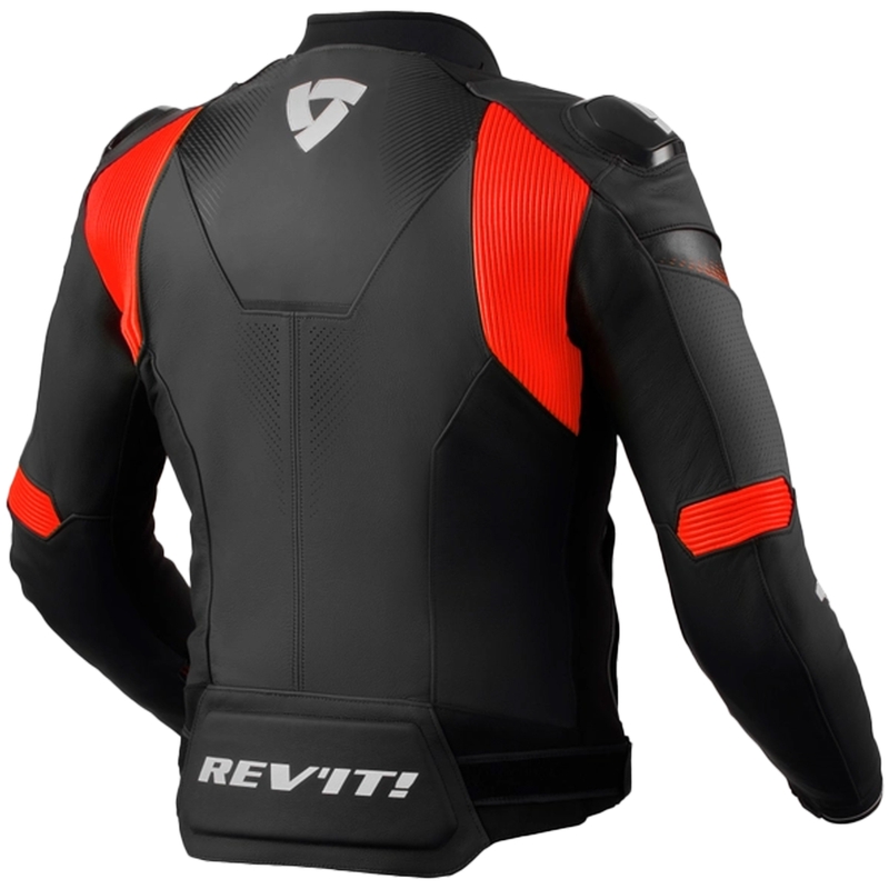 Chaqueta moto de cuero Revit Control negro-rojo fluo
