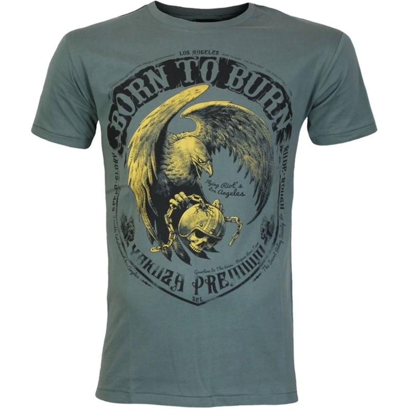 Camiseta verde oliva Yakuza Premium Born To Burn Flying Riots Los Ángeles