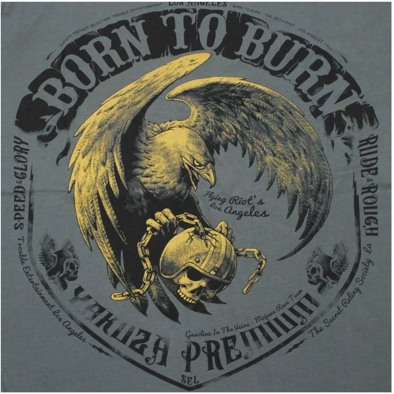 Camiseta verde oliva Yakuza Premium Born To Burn Flying Riots Los Ángeles