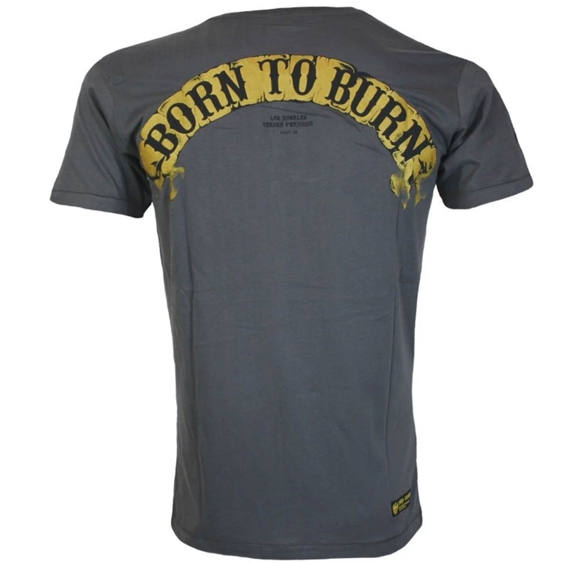Camiseta Yakuza Premium Born To Burn Flying Riots Los Ángeles gris oscuro