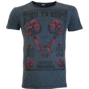 Camiseta Yakuza Premium Rude and Rough Born to Burn - Azul Los Ángeles