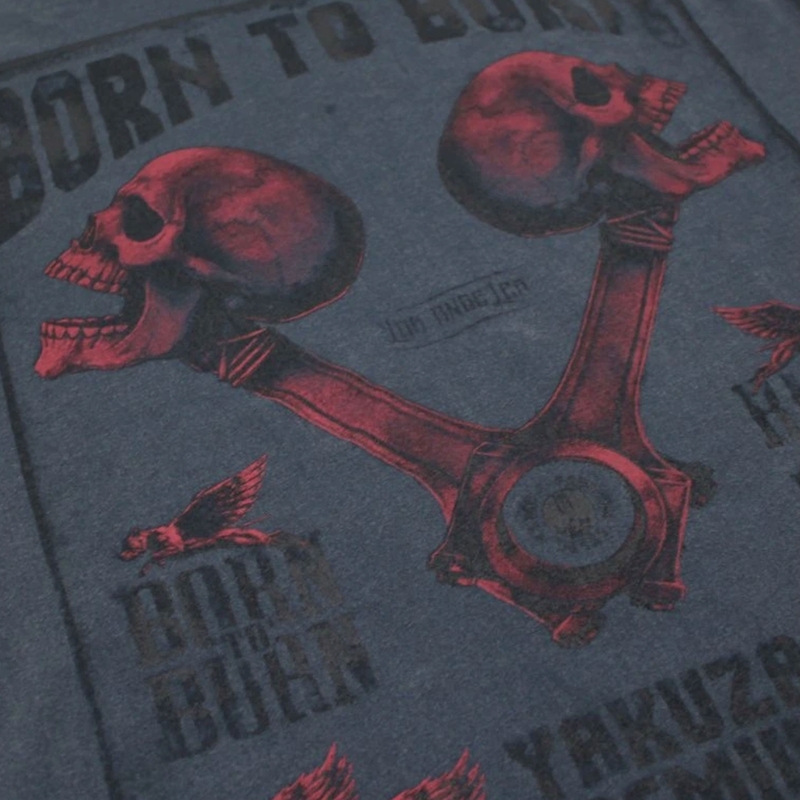 Camiseta Yakuza Premium Rude and Rough Born to Burn - Azul Los Ángeles