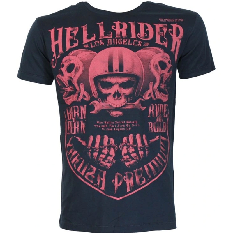 Camiseta Yakuza Premium Hell Rider - Born to Burn azul oscuro