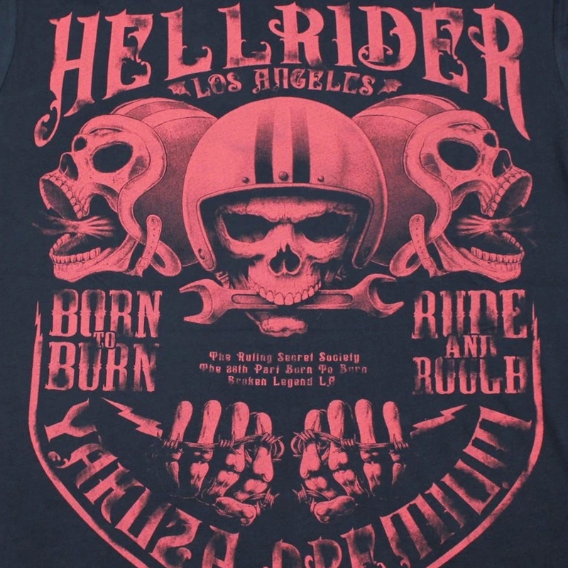 Camiseta Yakuza Premium Hell Rider - Born to Burn azul oscuro