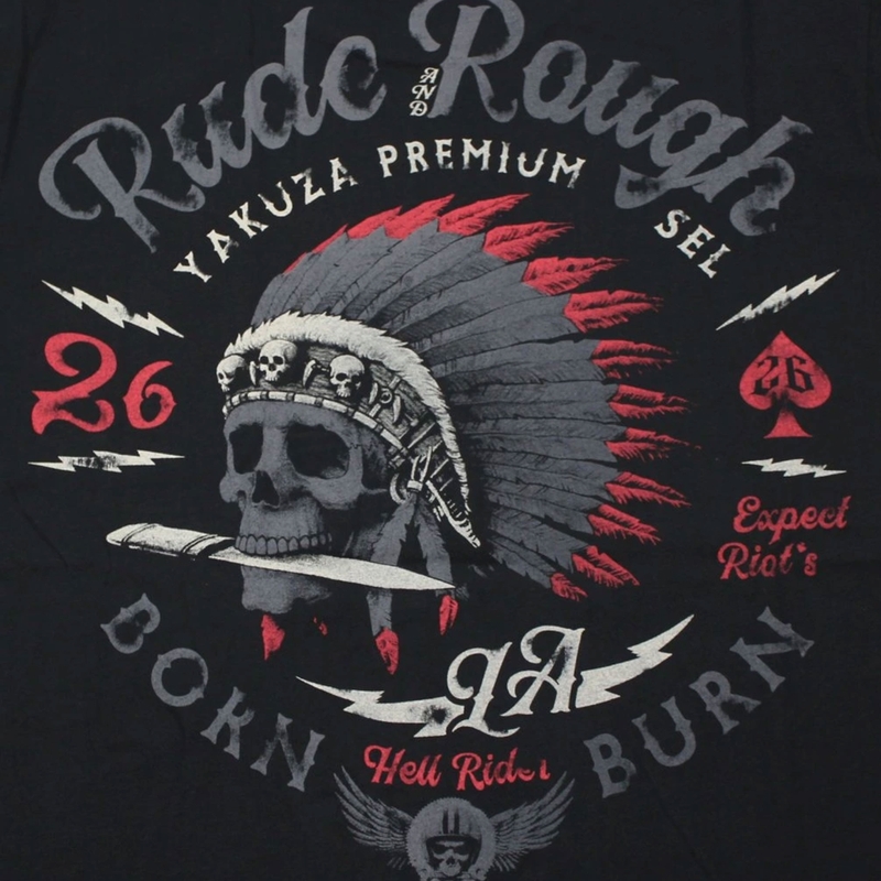 Camiseta Yakuza Premium Rude and Rough - Los Ángeles negra